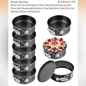 Black Springform Cake Pan set of 8 great for pizza and quiches and cheesecake